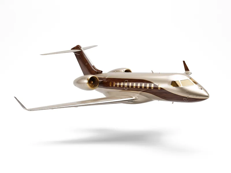 Truelink Multi-Millionaire plan emblem: a private jet in gold and walnut